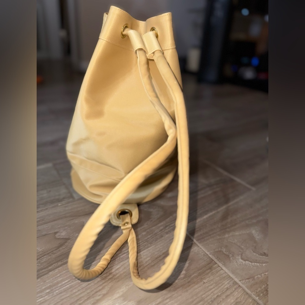 Lagerfeld Sun Moon Stars Bucket Tote Gold/yellow Cinch Sac Nylon Vtg 90s RARE - Picture 8 of 8